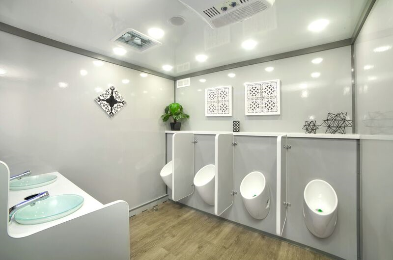 28-foot 11-Station Luxury Restroom Trailer Men's Staged Urinals